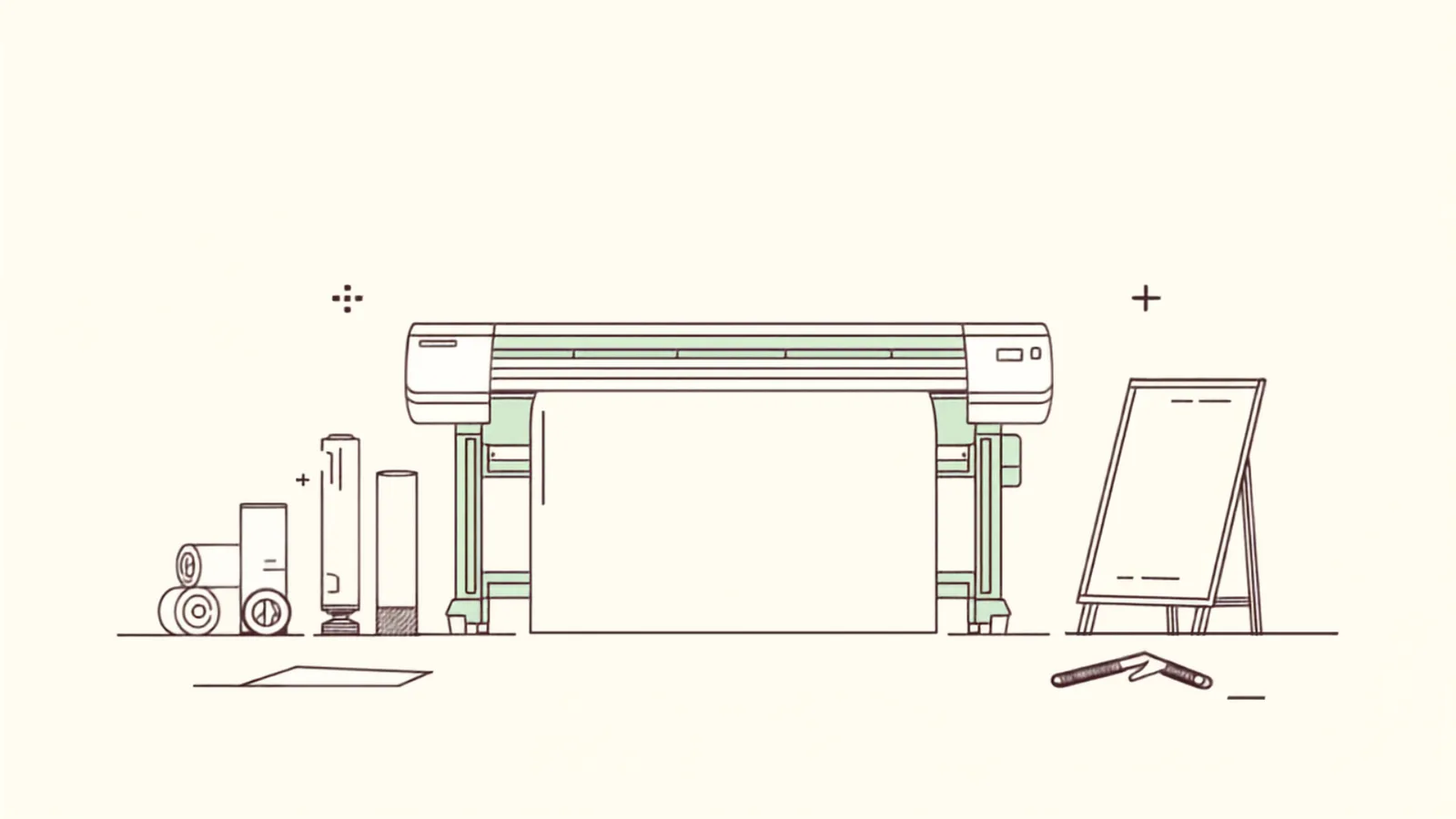 Illustration: large-format printer producing a banner