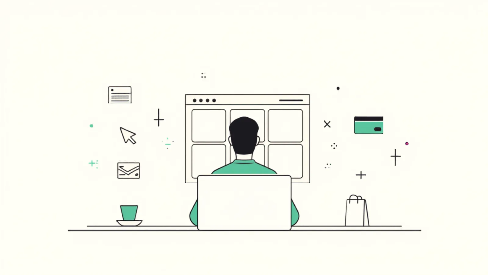 Illustration: building an online store on a laptop
